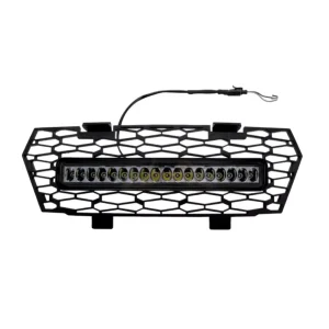 UTV Black Front Bumper Mesh Grille Grill with LED Light Bar for Polaris General 1000