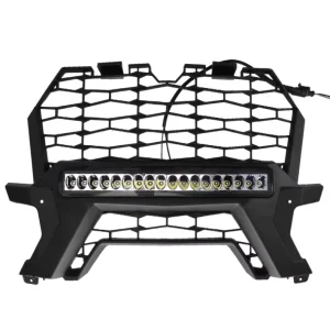 UTV Front Mesh Grill Grille with LED Light Bar for Polaris RZR XP 1000 XP4 Turbo