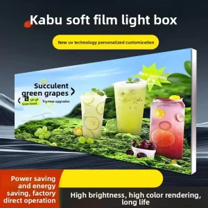UV Soft Film Cabochon Light Box Ultra thin LED Frameless Illuminated Advertising Sign Wall mounted Hanging Outdoor Custom