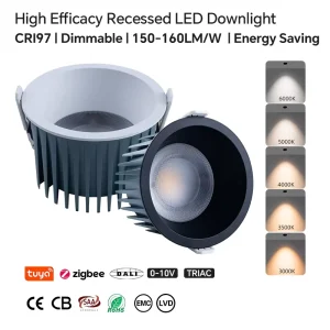 Ultra Bright Commercial Lighting 25W Tuya Zigbee SMD Led Downlight Recessed White Color for Hotel Downlights