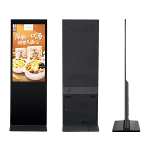 Ultra Slim 43 50 55 Inch 4K Floor Standing Digital Signage Kiosk Commercial Advertising Display with Enterprise CMS SDK