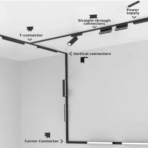 Ultra Slim 48V LED Track Light with COB Chip Mini Magnetic Rail System for Ceiling and Surface Mount for Household Commercial Use