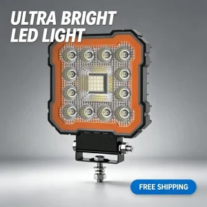 Ultra Slim Design Square LED Working Light for Grille Bumper Mounting Durable Aluminum Orange Ring Fog Light Pod