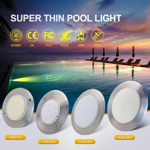 Ultra Thin 8mm LED Pool Light AC DC 12V 316 Stainless Steel Nicheless Underwater Lamp for Concrete Pool
