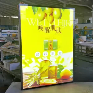 Ultra Thin Aluminum Tempered Glass LED Light Box Rectangular Sliding Picture Decorative Display for Mall Promotions Plug Power