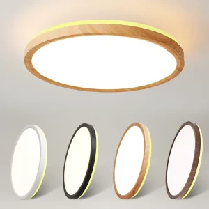 Ultra-Thin Japanese Style LED Acrylic Ceiling Lamp Modern Wood Grain Design Non-Stroboscopic 110V Adjustable Color Temperature