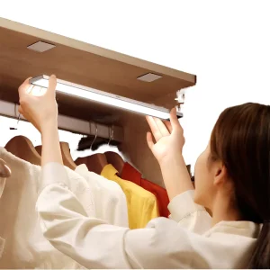 Ultra Thin LED Modern Rechargeable Smart Motion Sensor Cabinet Light for Wine Cabinet Closet 400mm Dimmable Silver 3000K 5000K