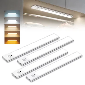 Ultra Thin LED Under Cabinet Light Rechargeable Magnetic Motion Sensor Dimmable All-in-One for Kitchen Wardrobe Closet