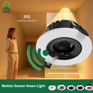 Ultra Thin Recessed LED Downlight with Dual Motion Sensors High CRI 92 Aluminum Construction for Hotel Commercial
