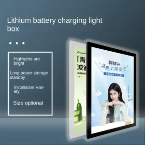 Ultra Thin Rechargeable Outdoor LED Light Box Movable Acrylic Wall Mounted Billboard Aluminum Frame Free Standing