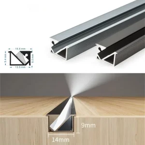 Ultra thin Hidden Recessed Cabinet Bar Light 45 Degree Oblique Glowing LED Aluminum Profile Layer Linear Channel Silicone Cover