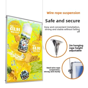 Ultra thin Rectangle A4 Aluminum Alloy Double Sided Decorative Slide in Light Box