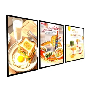 Ultra thin Rectangle Aluminum Advertising LED Light Box with Glass Frame Weatherproof 5000 Lumens Brightness