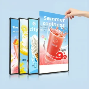 Ultra-thin Rectangle Drawing Light Box Wall-Mounted Rounded Tempered Glass Billboard Restaurant Menu LED Advertising Luminous