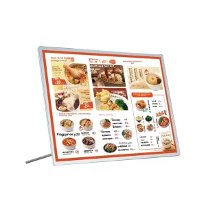 Ultra thin Rectangle Pop Up Light Box Illuminated Menu Milk Tea Shops Tabletop Bar Counter Ordering Sign Vertical Glass Price