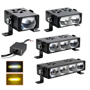 Universal 1 4 Lens LED Grille Light 12V 24V White Yellow Dual Color Driving Fog Lamp for Auto Motorcycle Truck ATV