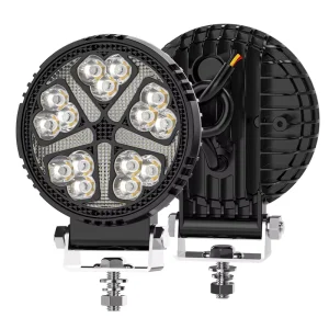 Universal 4 Inch Flowing LED Strobe Spotlight 15LED Headlight Work Warning Fog Lamps White Amber for Truck Trailer SUV Car