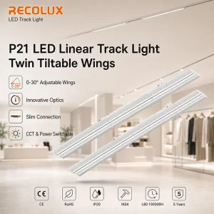 Up to 160lm/W LED Linear Track Light Twin Wing Adjustable Linear Track Luminaire for Retail Lighting