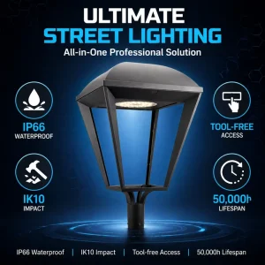 Urban AC Road LED Street Light IP66 Waterproof Die Cast Aluminum Outdoor Pillar Lamp for Villa Garden