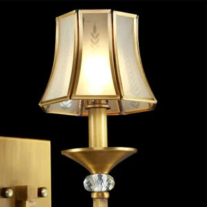 VH Retro Brass Wall Lamp with Glass Shade Vintage Crystal Wall Sconce for Villa Hotel Bedroom Corridor Multi Sizes