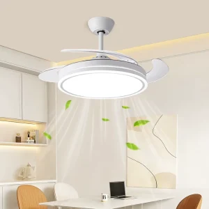 Ventilador De Techo Smart Ceiling Fan 42 Inch Retractable Invisible LED Ceiling Fan with Light and Remote Control