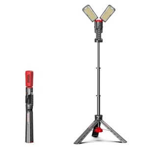 Vertak 10000 Lumens Adjustable Height Waterproof IP65 Outdoor 3 Color Temp Worklight Tripod Commercial Plug in Flood Work Light
