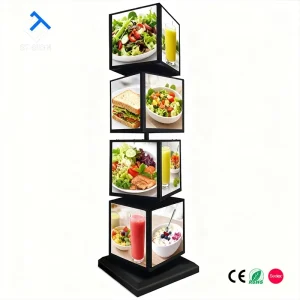 Vertical Rotating Aluminum Alloy Light Box Movable Four-sided Rectangle Outdoor Waterproof High Brightness LED Floor
