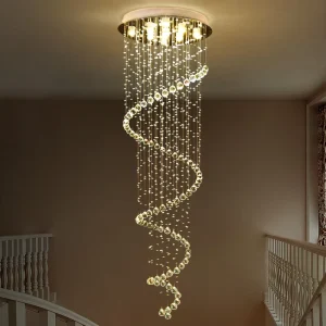 Villa Linear LED Luminaires Lighting Decoration Home Chandelier Luxury Crystal High Ceiling Stairs Chandeliers