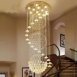 Villa Long Linear Pendant Light K9 Crystal Remote Control LED Adjustable Height Luxury Large Chandelier Dimmable 3000 6000K