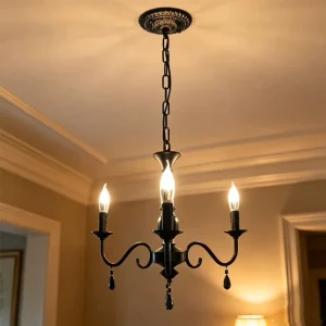 Vintage Candle Style Led Chandelier Classic Large Wrought Iron Pendant Luxury Light for Living Room