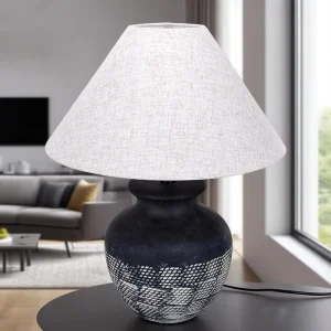 Vintage Chinese Ceramic Vase Table Lamps Home Decor Handcrafted Textured Rustic Lighting Accent for Living Room