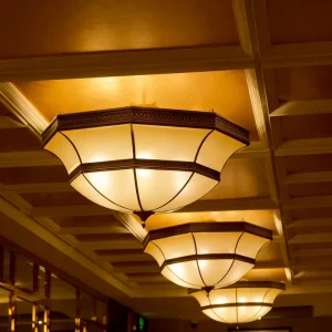 Vintage European Style Ceiling Light Antique Bronze Glass Chandelier for Hotel Corridor Restaurant Meeting Room