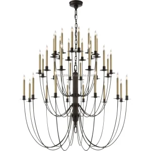 Vintage French Rustic Multi Tier Candle Pendant Light Chandelier for Grand Villa Hotel Dining Room