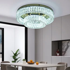 Vintage Luxury Golden Stainless Steel Crystal LED Bedroom Ceiling Light Elegant Illumination Hotel Decor Led Light Ceiling