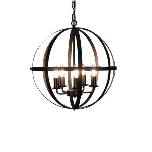 Vintage Pendant Hanging Light Flush Mount Ceiling Chandelier Lamp With Metal Spherical Shade Circular Pendant Light