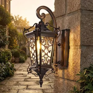 Vintage Square LED Outdoor Wall Lamp Waterproof Cast Aluminum Tempered Glass for Villa Porch Garden