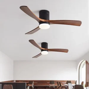 Vintage Straight LED Ceiling Fan Light 52inch 3 ABS Blades Fandelier for Bedroom Dining Room Living Room with Remote Control