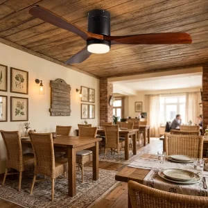 Vintage Style Decorative 52 Inch Dimmable Indoor LED Remote Control Light Ceiling Fan for Home