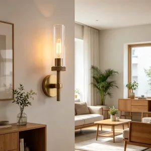Vintage Style Hotel Home Decor Wall Light Bedside E27 Brass Color Metal Glass Wall Lamp for Bedroom Corridor Hallway
