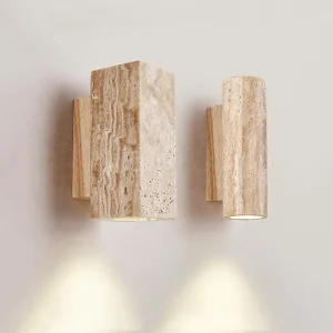 Wabi Sabi 3W LED Travertine Wall Lamp 23CM Bedside Sconce for Living Room Corridor Staircase Home Hotel Restaurant Stone Decor