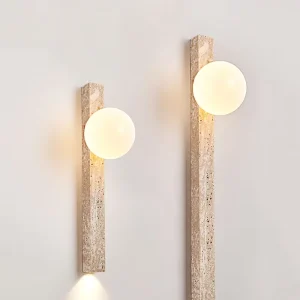 Wabi Sabi 60CM Long Travertine LED Wall Lamp for Living Room Hotel Restaurant Corridor Bedroom Bedside Stone Decor Sconce for Villas