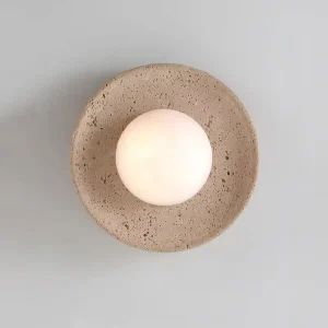 Wabi Sabi Natural Stone LED Sconce Lamp Circular Design