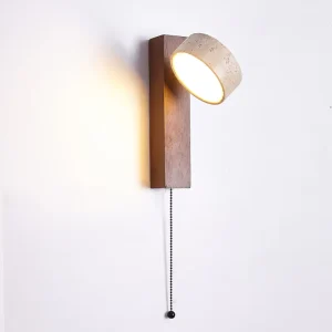 Wabi Sabi Travertine LED Bedside Wall Lamp Modern Nordic Yellow Stone Decor Sconce Rotatable Wood for Bedroom Apartment Hotel