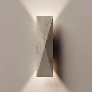 Wabi Sabi Travertine LED Wall Sconce for Hallway Corridor Bedroom Bedside Wood Base Home Office Restaurant Yellow Stone Wall Lamp