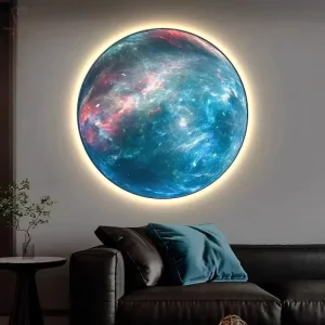 Wall Lamp Decorative Art Painting for Home Living Room Bedroom Circular LED Universe Starry Sky
