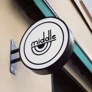 Wall Mount Support Bracket Circle Light Box LED Illuminated Outdoor Signage Customized Colors Companies Hospitals