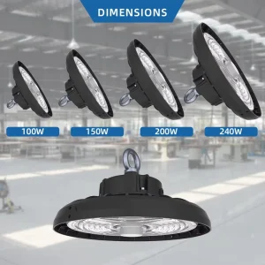 Warehouse UFO High Bay Light 100W-240W IP65 Rated High Brightness Micro-wave Motion Sensor 5-Year Warranty CRI70 DLC