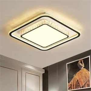 Warm Bedroom Living Room Ceiling Light Art Square Restaurant Indoor LED Ceiling Lamp With Crystal for Home Decoration