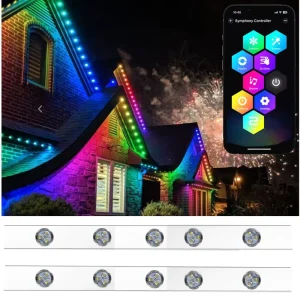 Waterproof 24V 12V Eaves Addressable Programmable Ucs2904 Rgbw Permanent Track Pixel LED Roof Decoration Light System