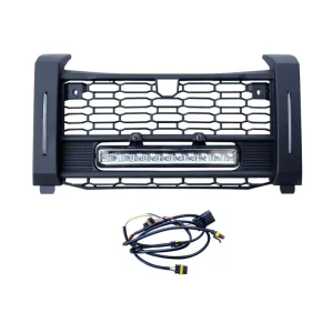 Waterproof Black Front Mesh Grille with LED Accent Light Bar and Left Right DRL for Polaris Xpedition XP XP 5 ADV ADV 5